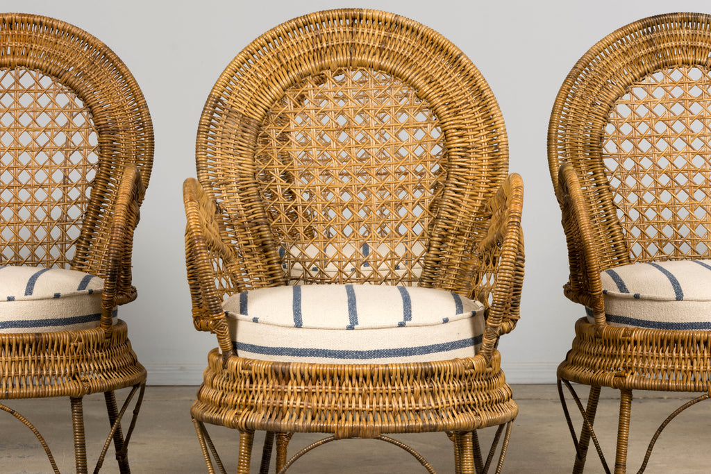 Set of Six Mid 20th Century French Riviera Rattan Armchairs, Provence