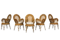 Set of Six Mid 20th Century French Riviera Rattan Armchairs, Provence