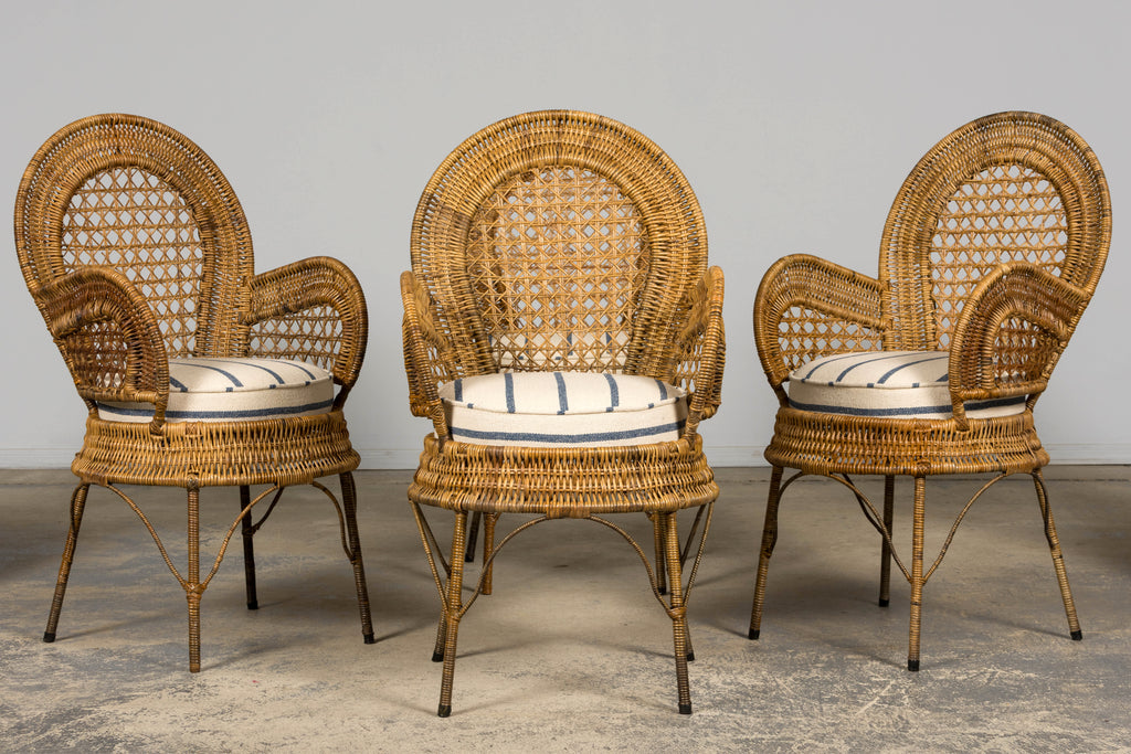 Set of Six Mid 20th Century French Riviera Rattan Armchairs, Provence