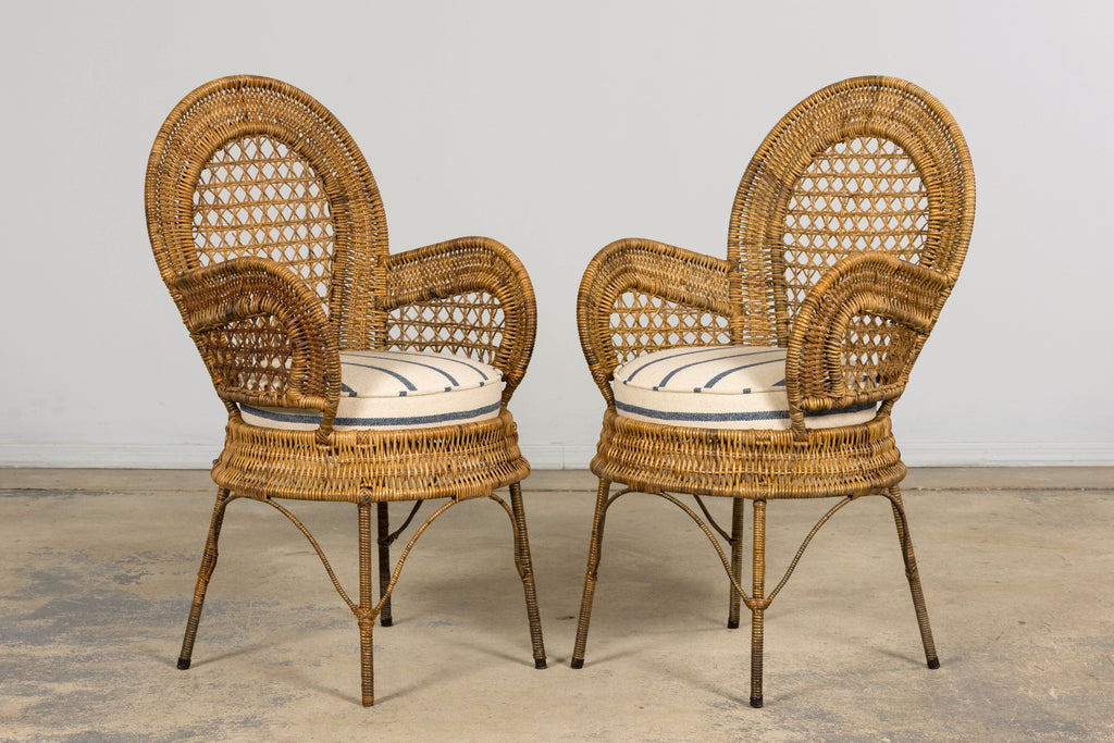 Set of Six Mid 20th Century French Riviera Rattan Armchairs, Provence