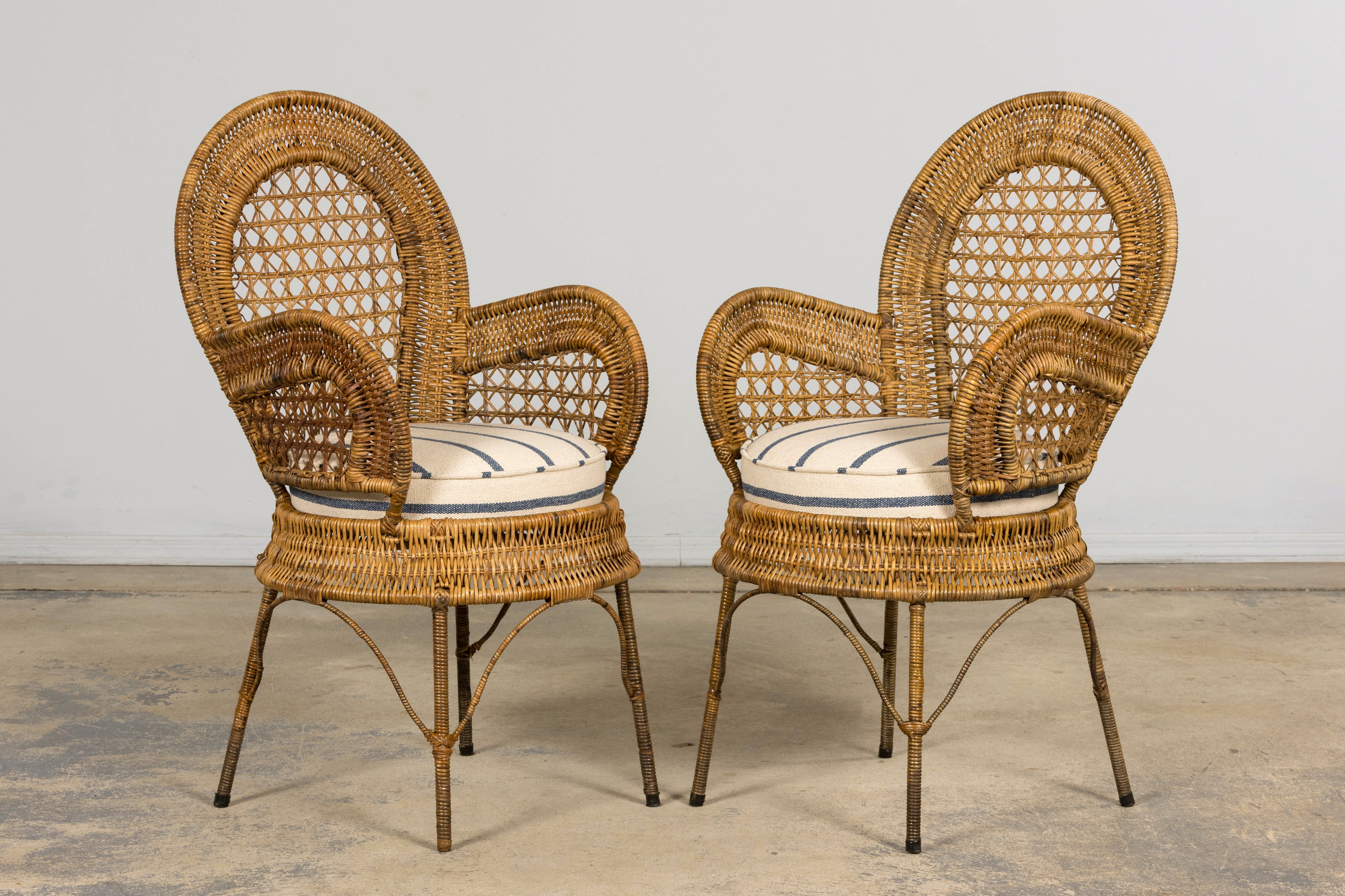 Set of Six Mid 20th Century French Riviera Rattan Armchairs, Provence