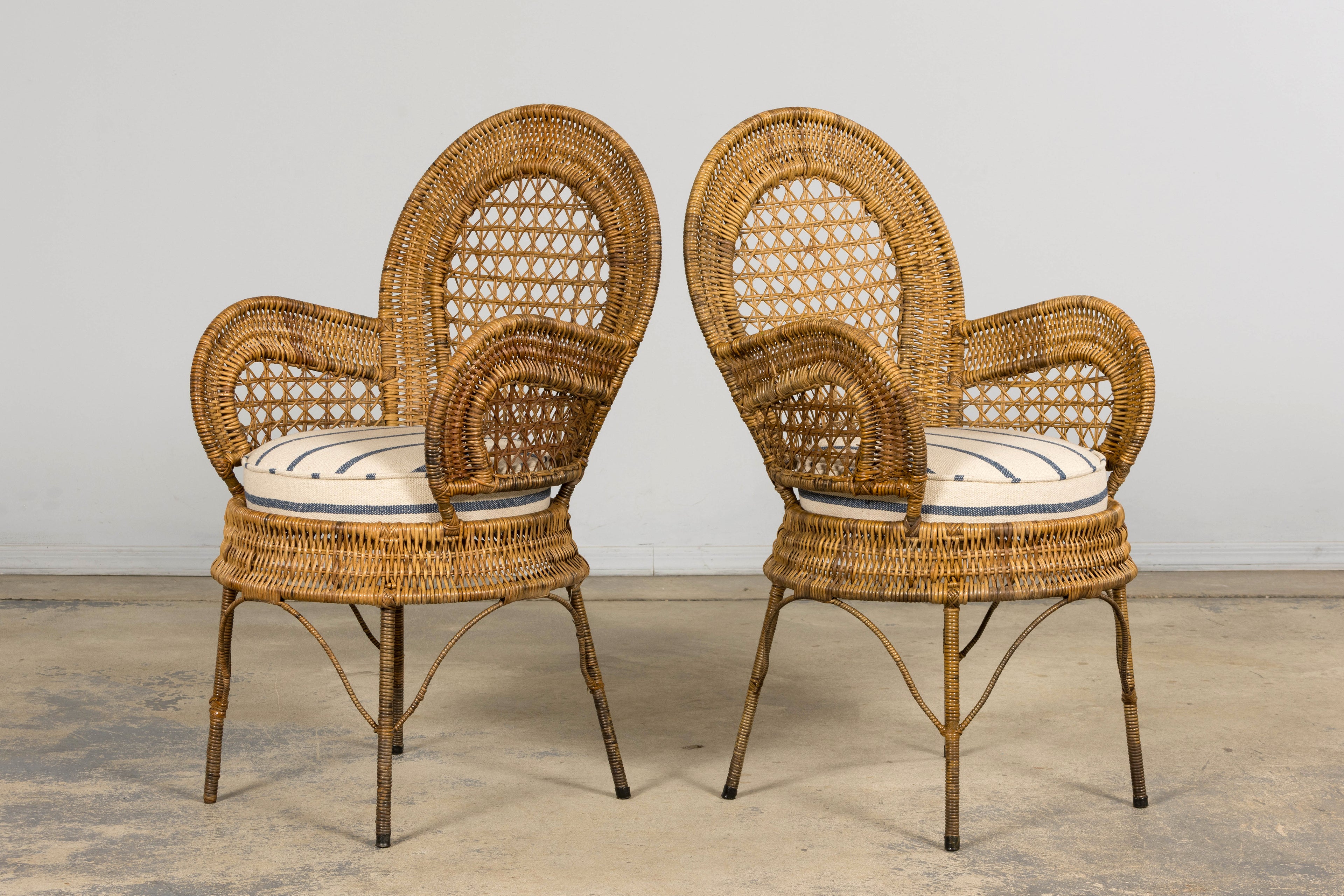 Set of Six Mid 20th Century French Riviera Rattan Armchairs, Provence