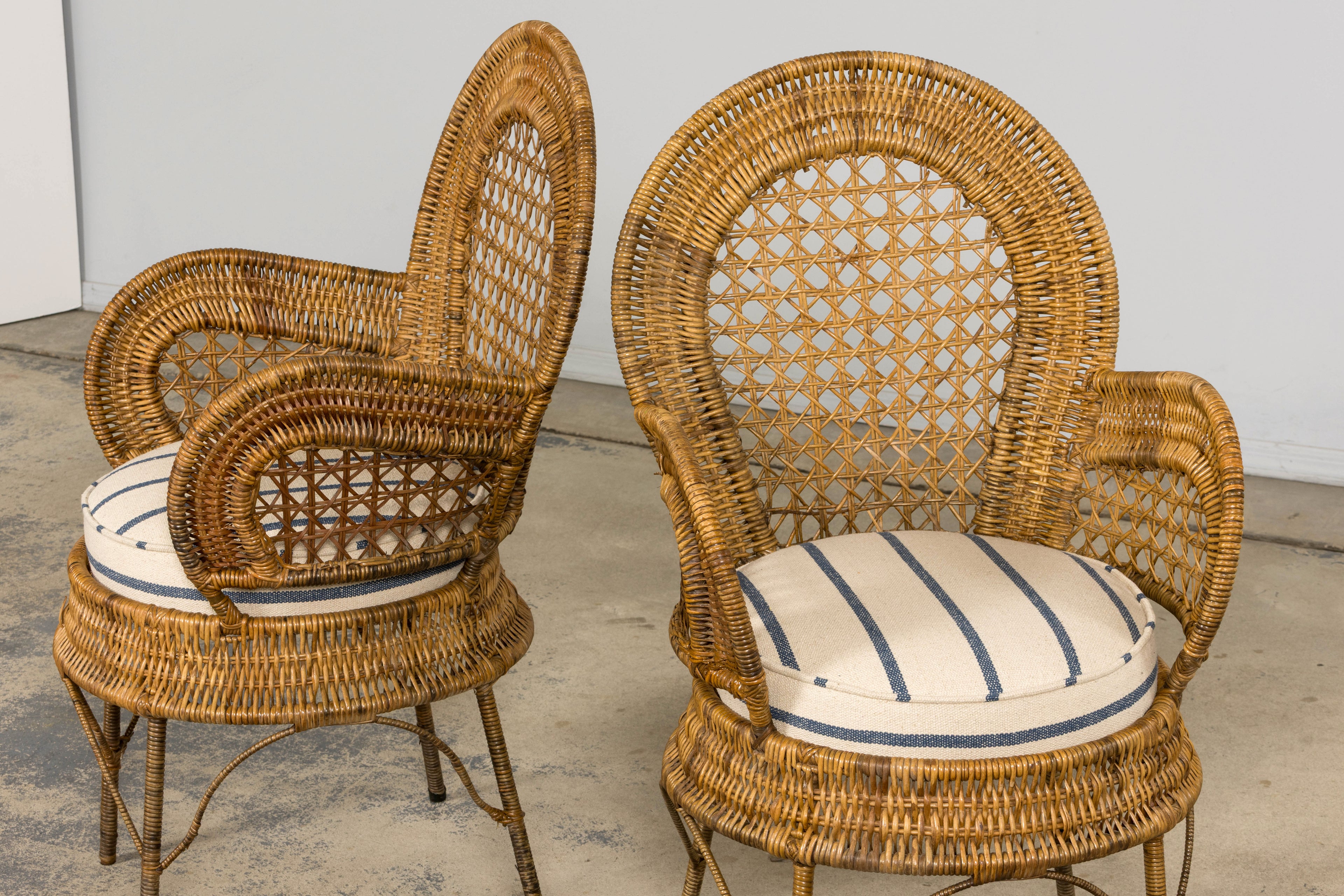 Set of Six Mid 20th Century French Riviera Rattan Armchairs, Provence