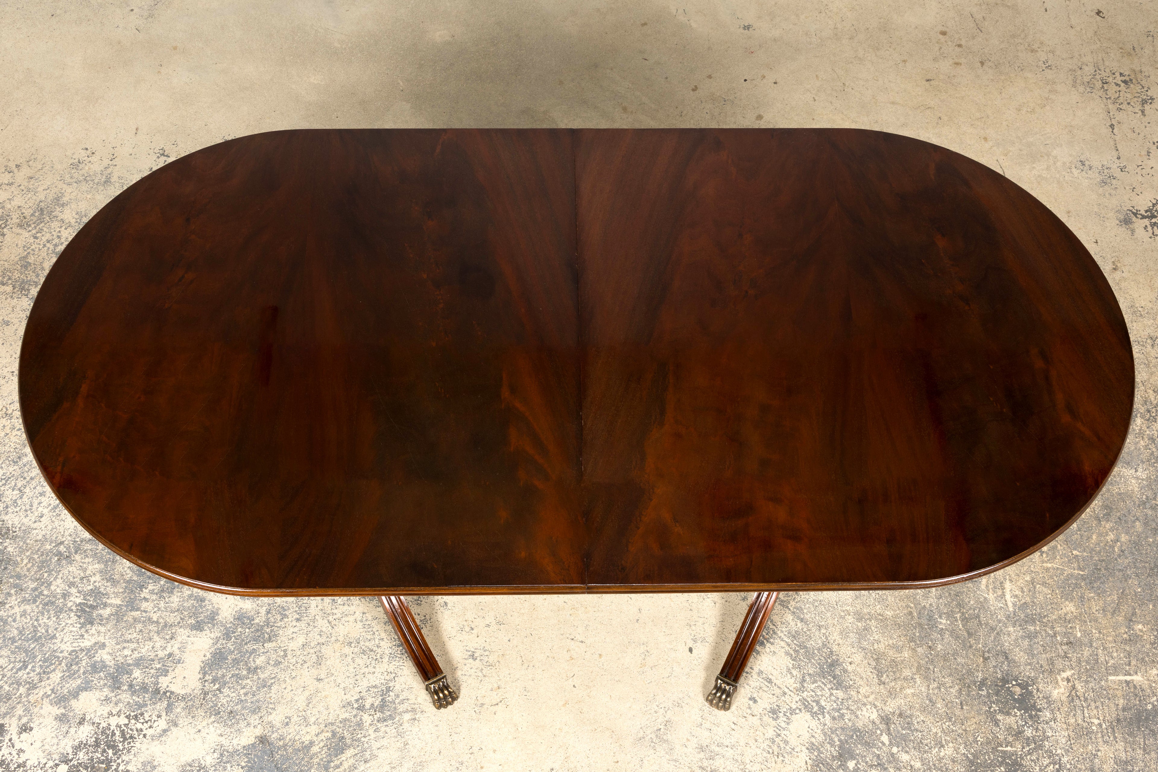 Mid-Century English Georgian Style Mahogany Double Pedestal Extendable Dining Table