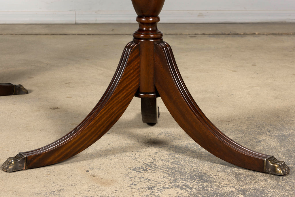 Mid-Century English Georgian Style Mahogany Double Pedestal Extendable Dining Table