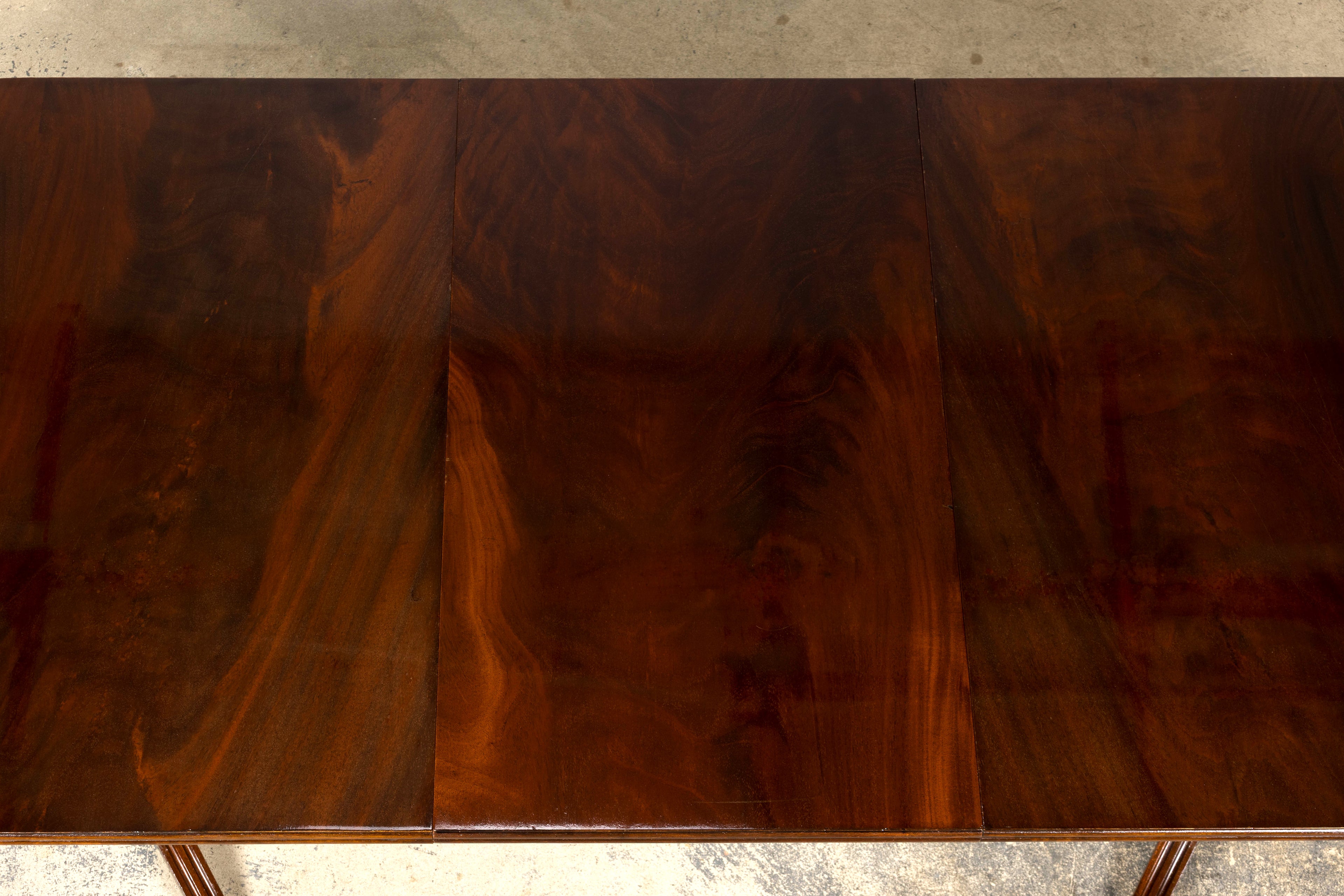 Mid-Century English Georgian Style Mahogany Double Pedestal Extendable Dining Table