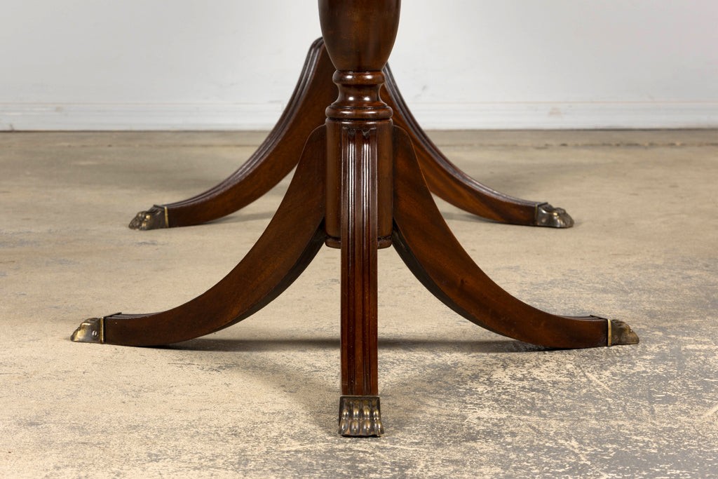 Mid-Century English Georgian Style Mahogany Double Pedestal Extendable Dining Table