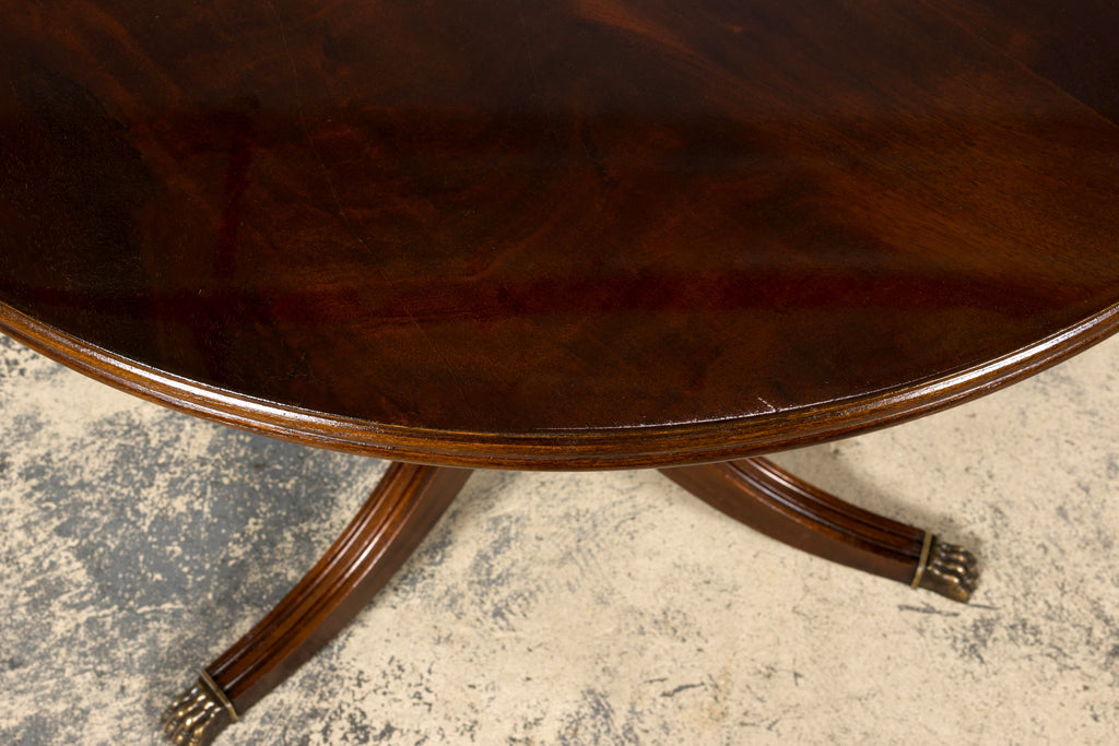 Mid-Century English Georgian Style Mahogany Double Pedestal Extendable Dining Table