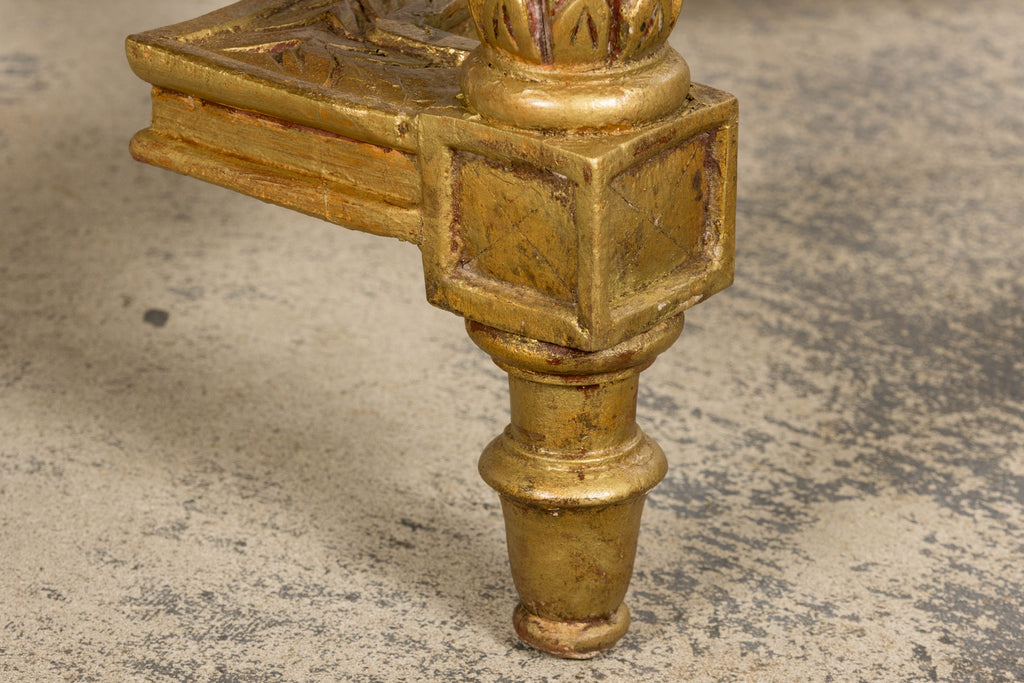 Mid 19th Century French Napoleon III Giltwood Coffee Table with Rouge Marble Top, Provence
