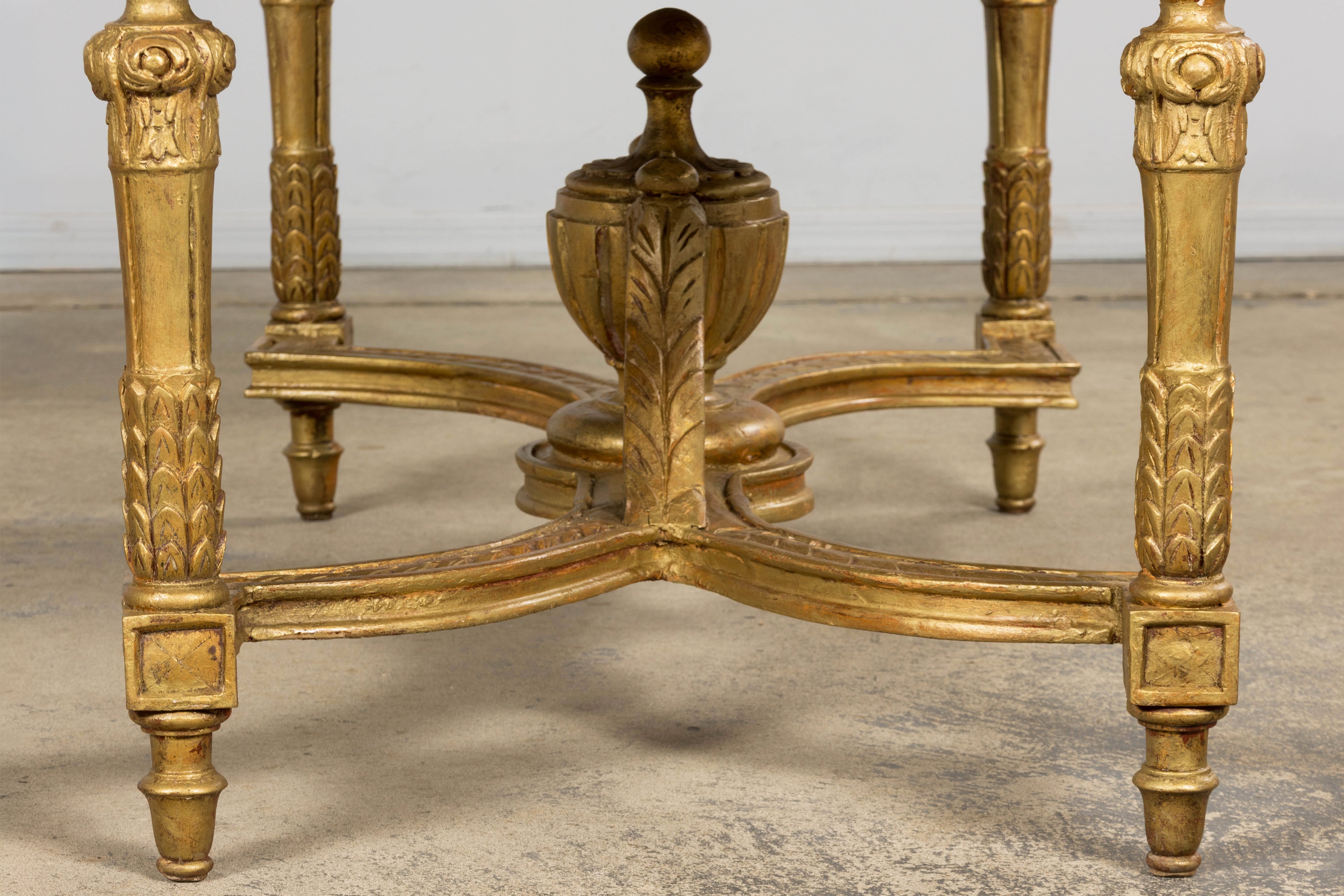 Mid 19th Century French Napoleon III Giltwood Coffee Table with Rouge Marble Top, Provence