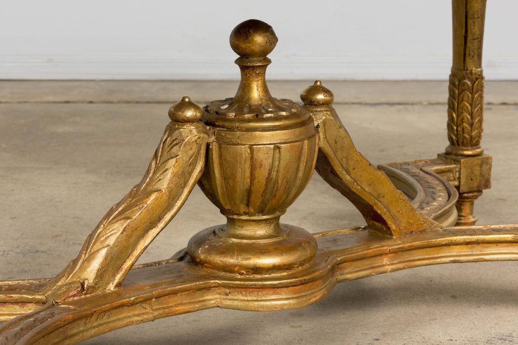 Mid 19th Century French Napoleon III Giltwood Coffee Table with Rouge Marble Top, Provence