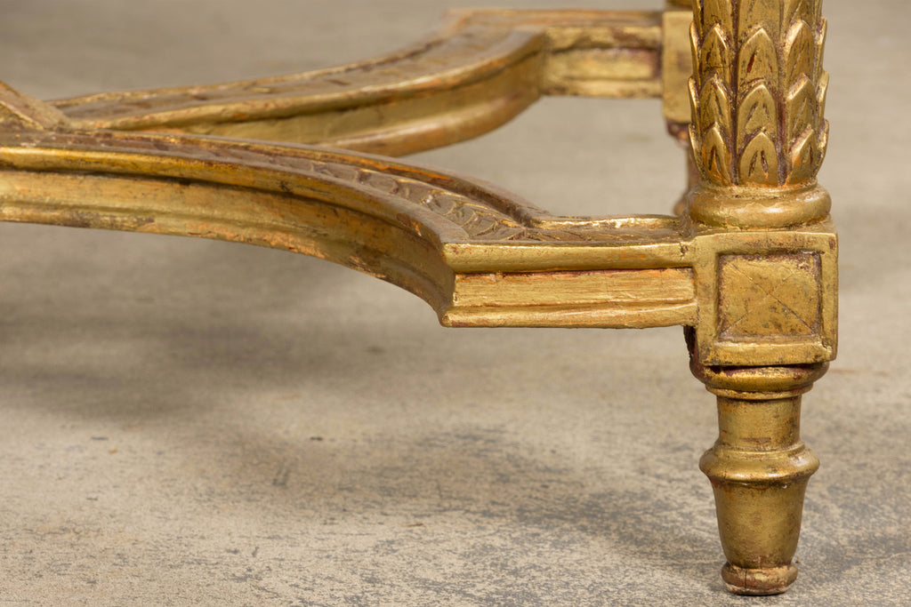 Mid 19th Century French Napoleon III Giltwood Coffee Table with Rouge Marble Top, Provence