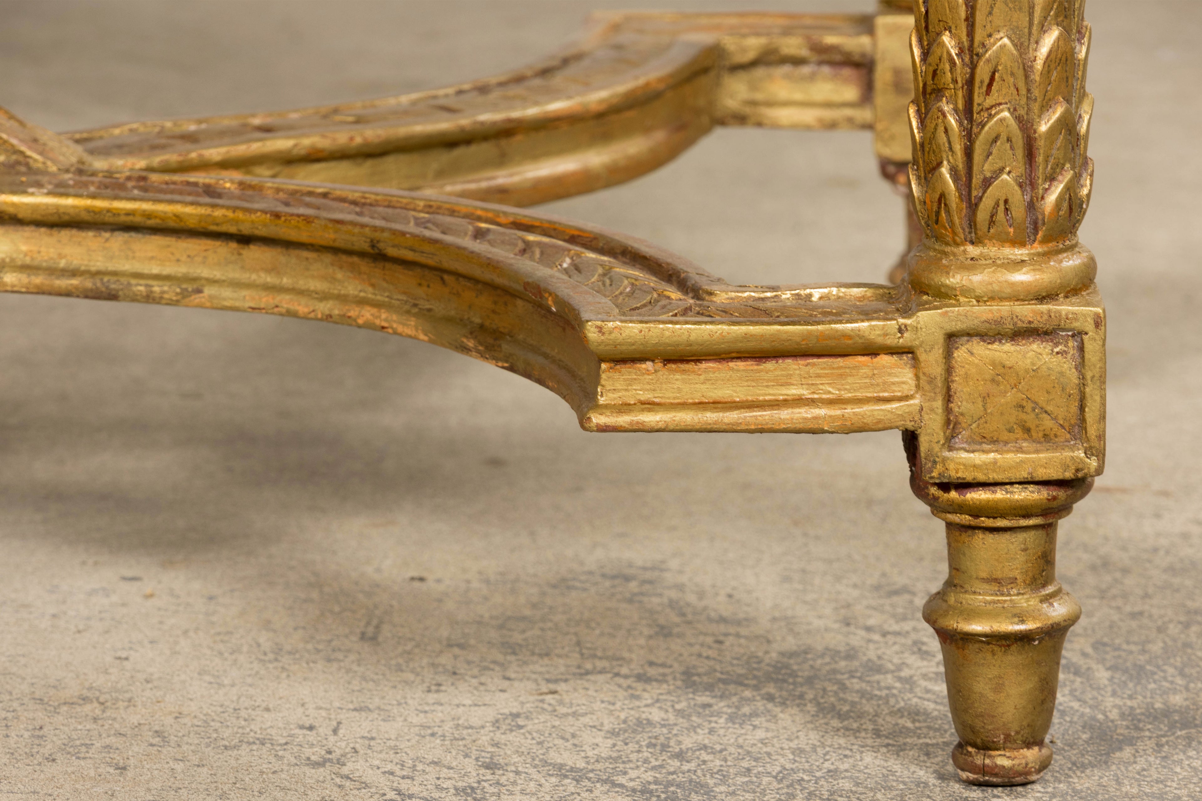 Mid 19th Century French Napoleon III Giltwood Coffee Table with Rouge Marble Top, Provence