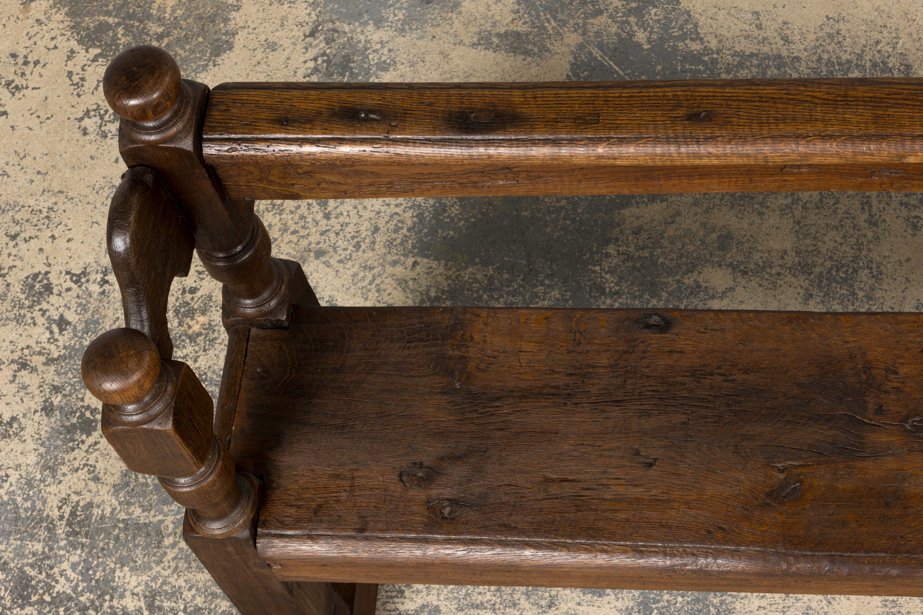 Mid 19th Century French Provincial Oak Hall Bench
