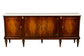 Mid 20th Century French Louis XVI Style Mahogany Sideboard Buffet with Carrara Marble Top