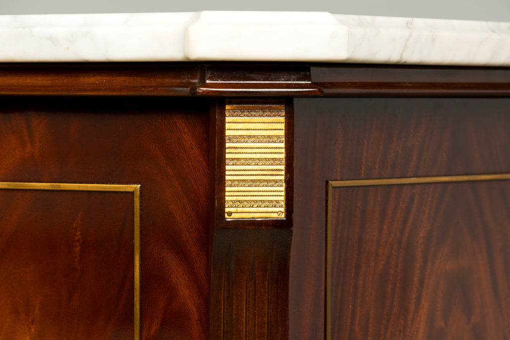 Mid 20th Century French Louis XVI Style Mahogany Sideboard Buffet with Carrara Marble Top