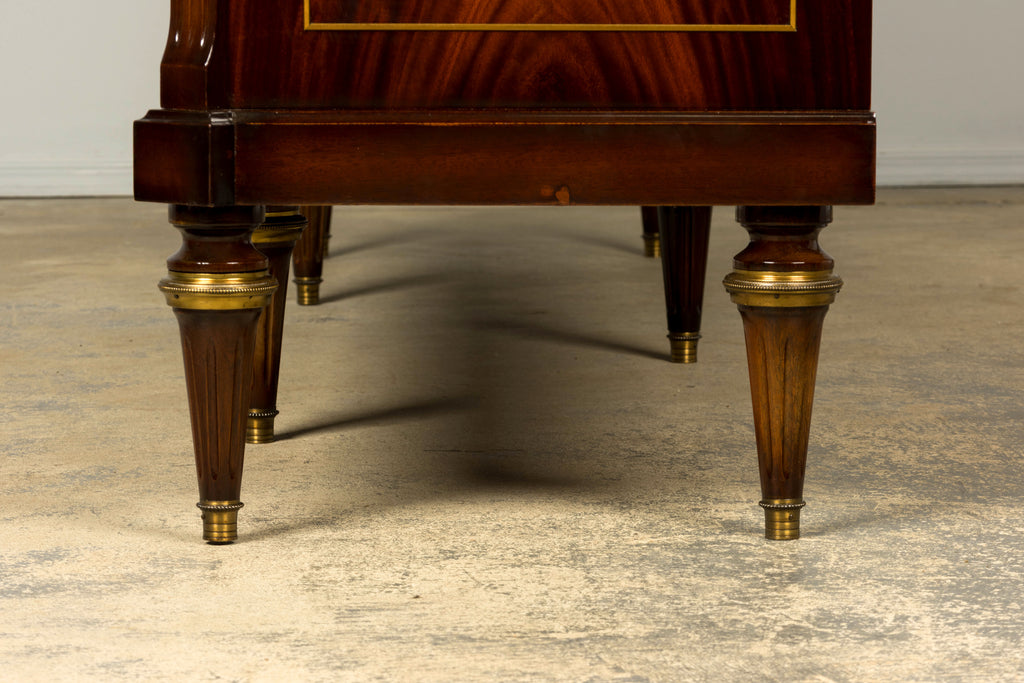 Mid 20th Century French Louis XVI Style Mahogany Sideboard Buffet with Carrara Marble Top