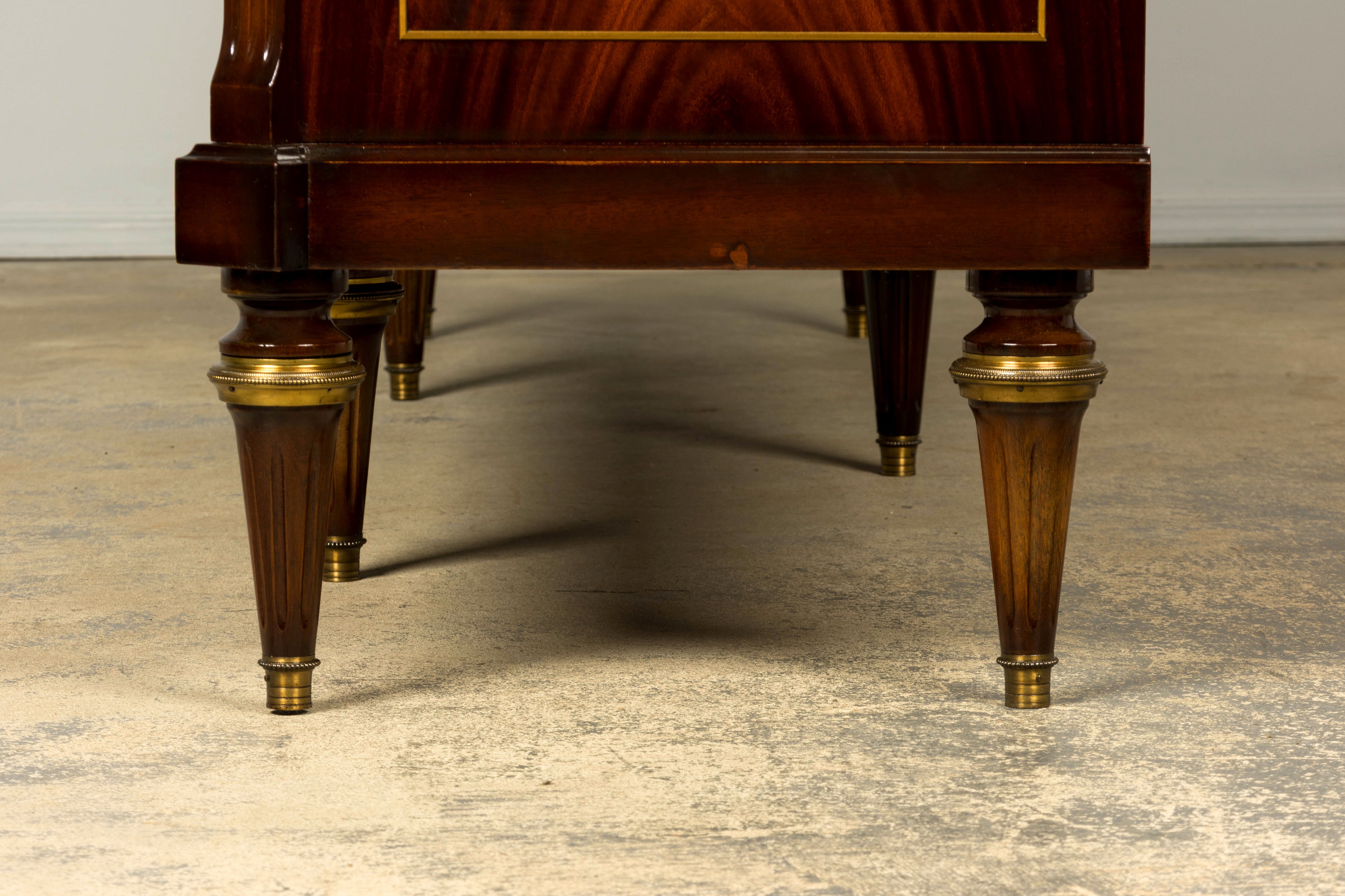 Mid 20th Century French Louis XVI Style Mahogany Sideboard Buffet with Carrara Marble Top