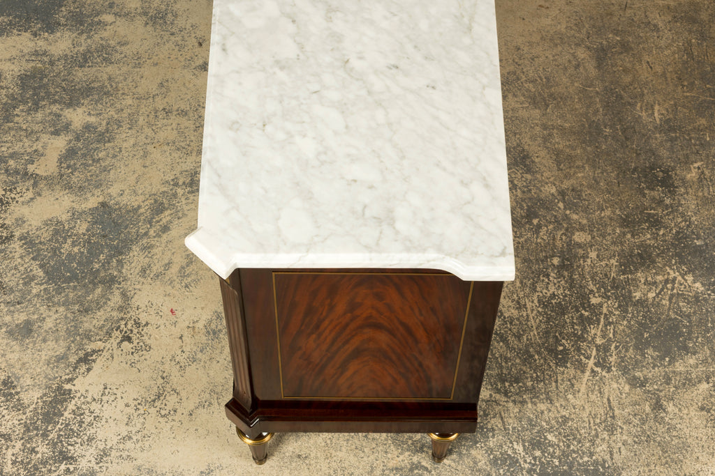 Mid 20th Century French Louis XVI Style Mahogany Sideboard Buffet with Carrara Marble Top