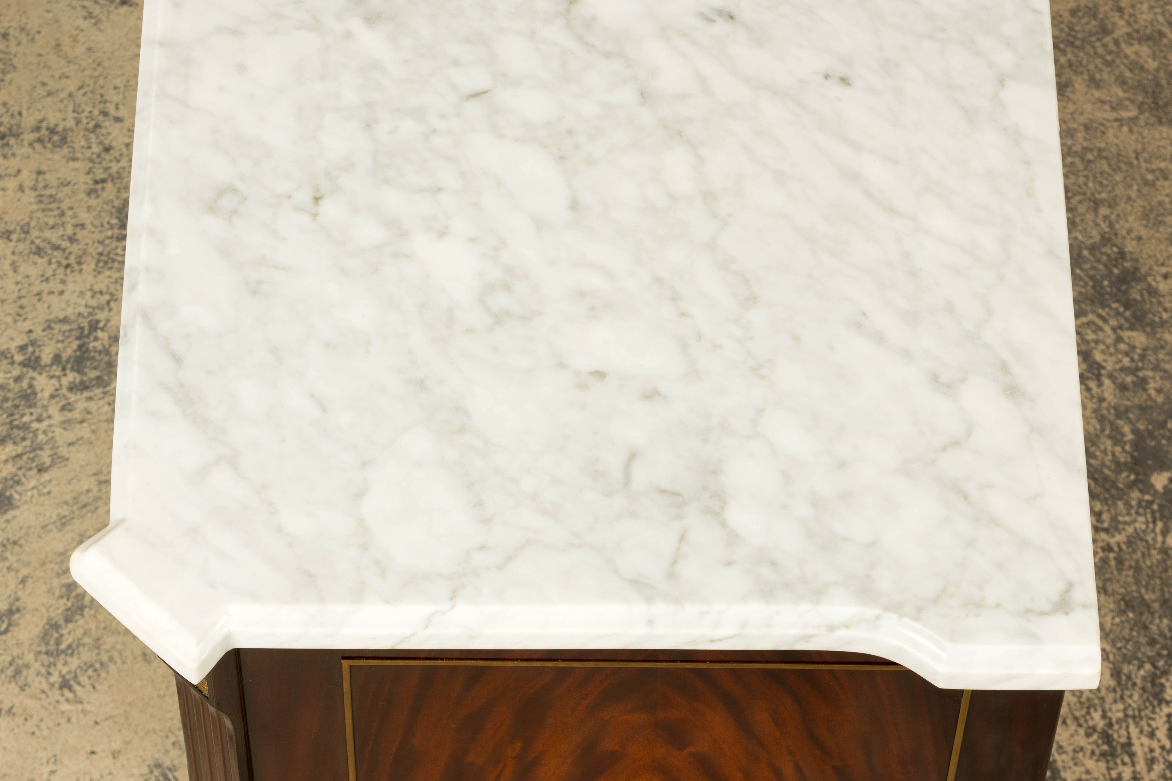Mid 20th Century French Louis XVI Style Mahogany Sideboard Buffet with Carrara Marble Top