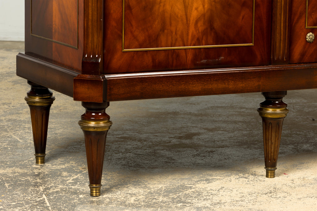 Mid 20th Century French Louis XVI Style Mahogany Sideboard Buffet with Carrara Marble Top