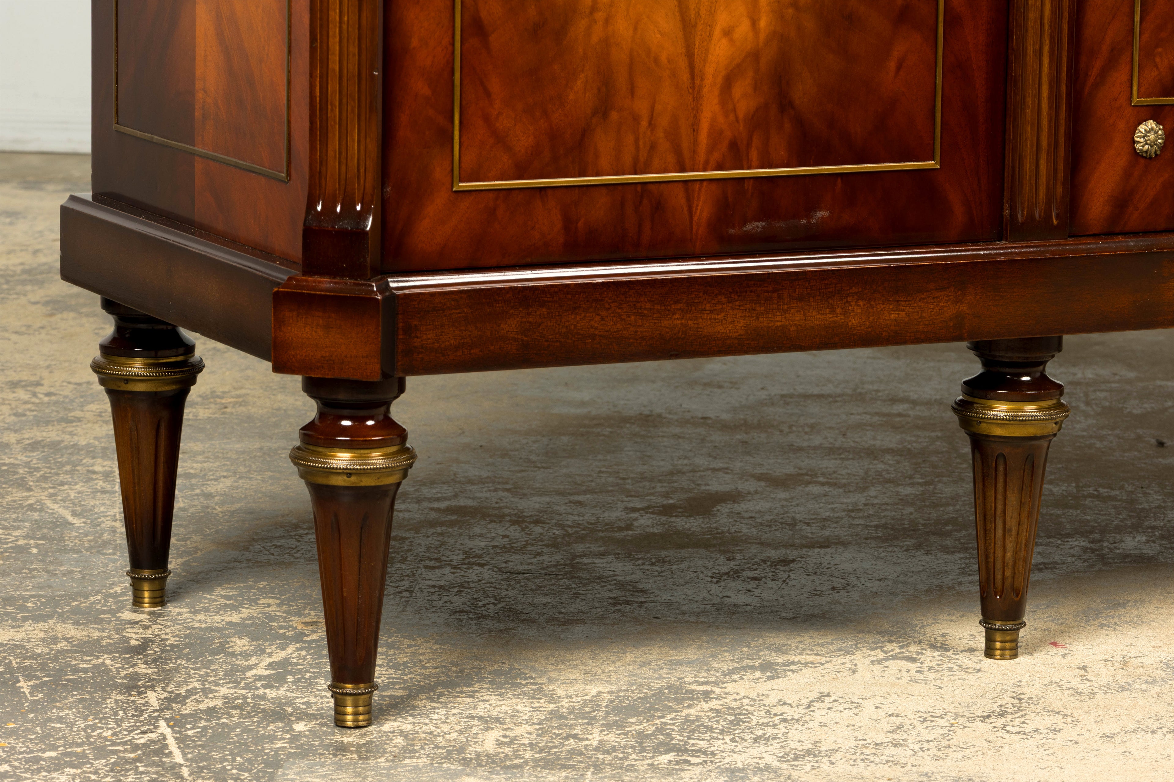 Mid 20th Century French Louis XVI Style Mahogany Sideboard Buffet with Carrara Marble Top