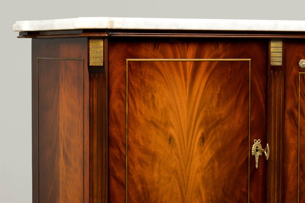 Mid 20th Century French Louis XVI Style Mahogany Sideboard Buffet with Carrara Marble Top