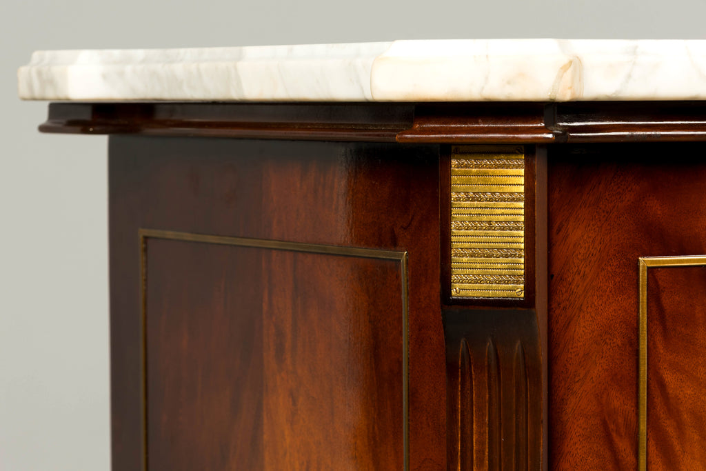 Mid 20th Century French Louis XVI Style Mahogany Sideboard Buffet with Carrara Marble Top