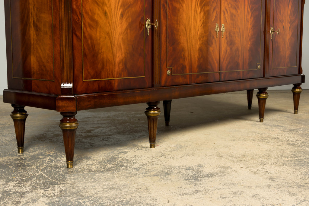 Mid 20th Century French Louis XVI Style Mahogany Sideboard Buffet with Carrara Marble Top