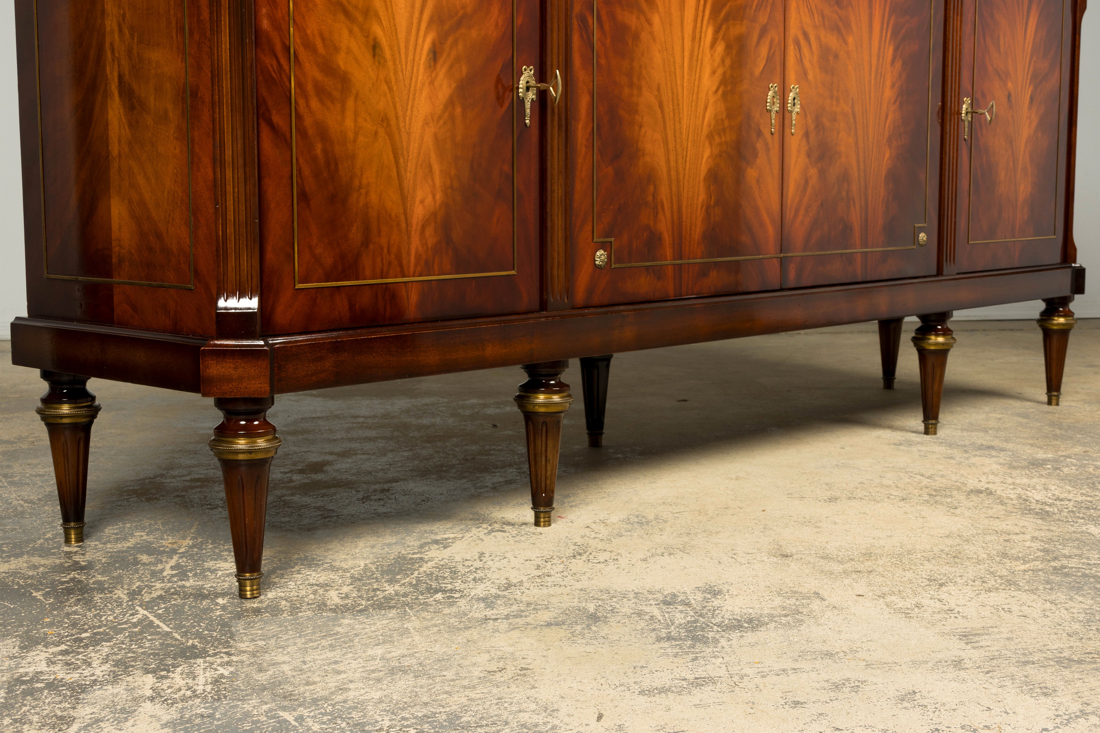 Mid 20th Century French Louis XVI Style Mahogany Sideboard Buffet with Carrara Marble Top