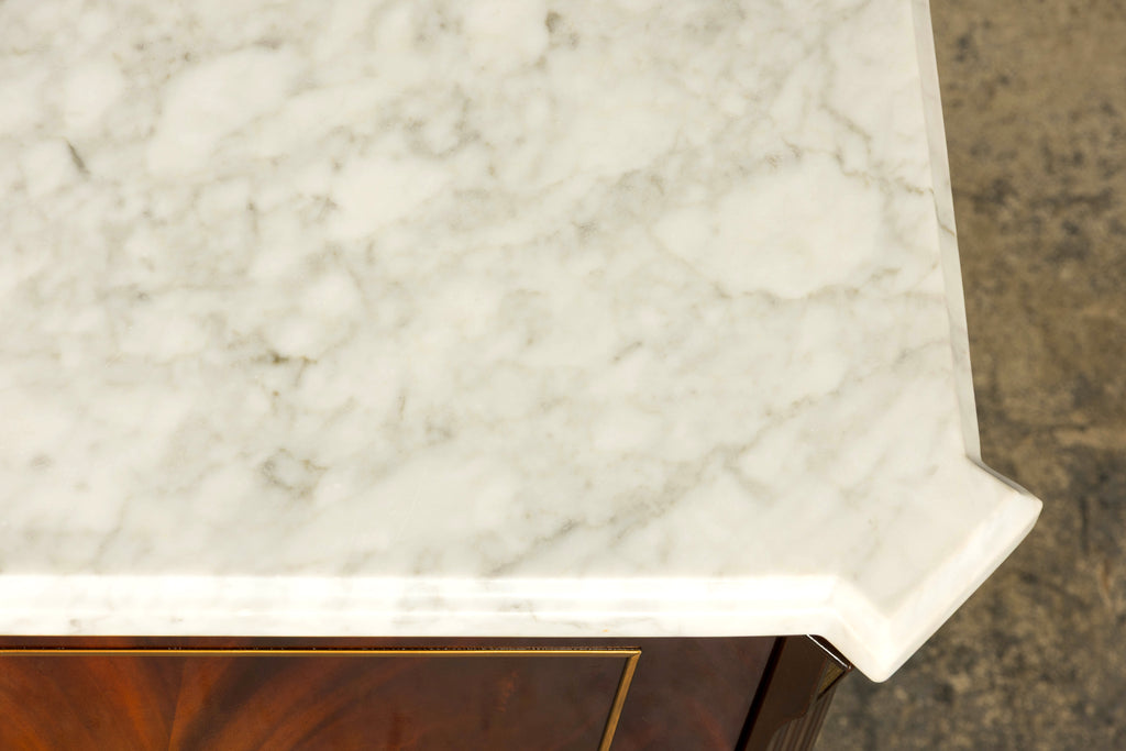 Mid 20th Century French Louis XVI Style Mahogany Sideboard Buffet with Carrara Marble Top