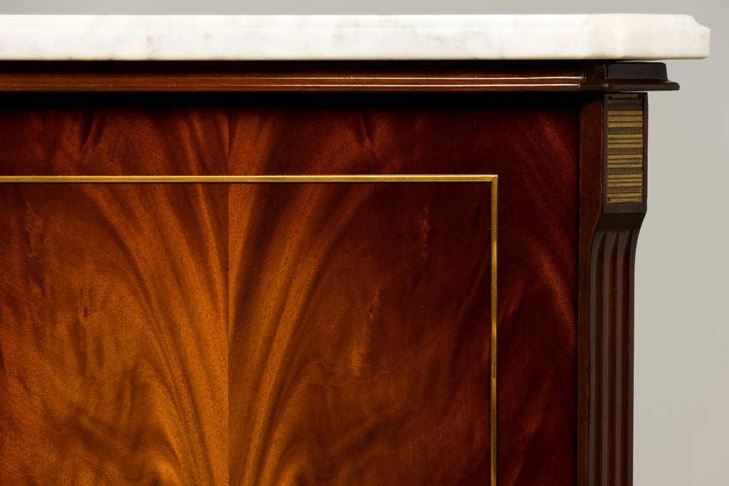 Mid 20th Century French Louis XVI Style Mahogany Sideboard Buffet with Carrara Marble Top