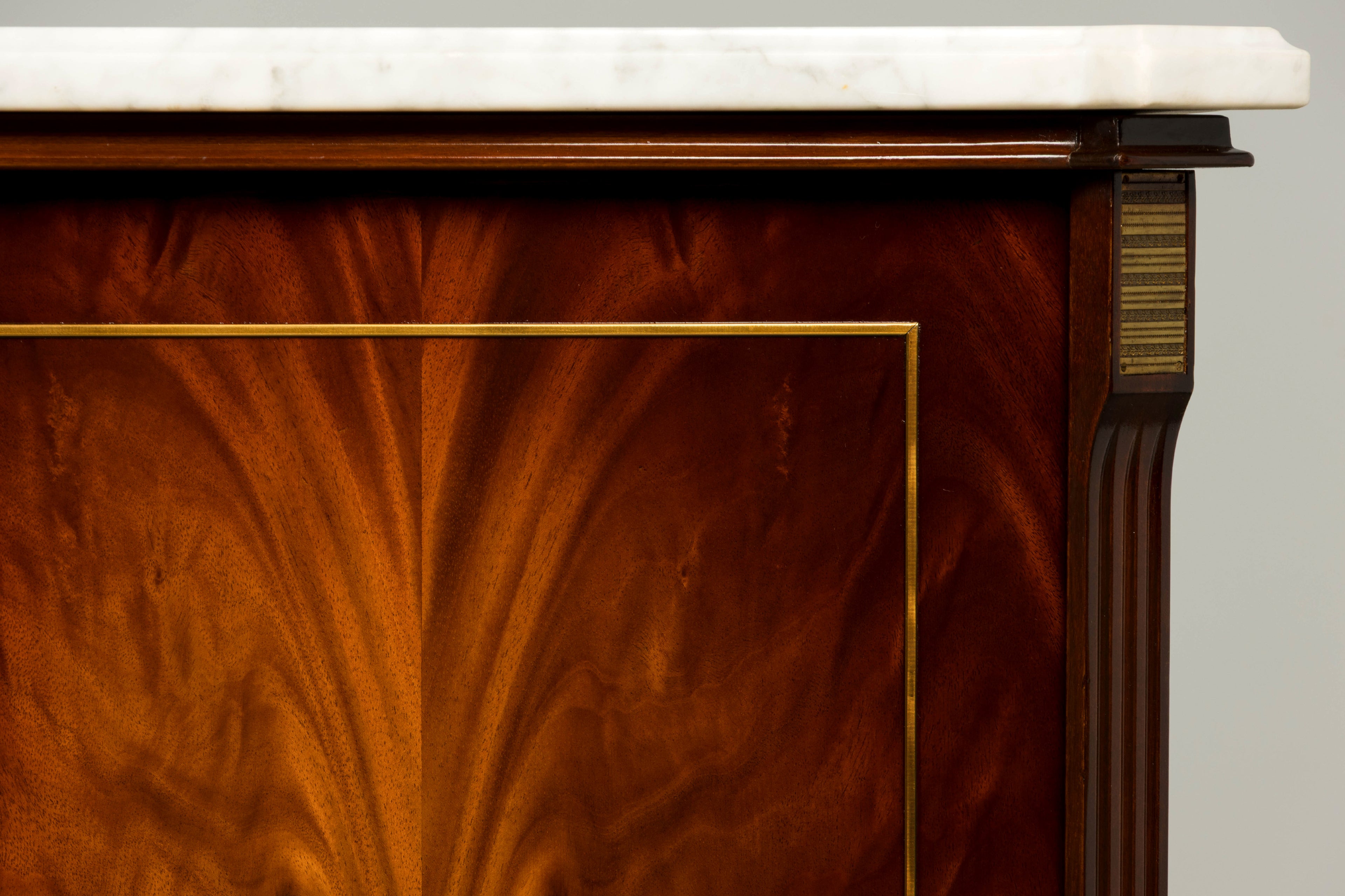 Mid 20th Century French Louis XVI Style Mahogany Sideboard Buffet with Carrara Marble Top