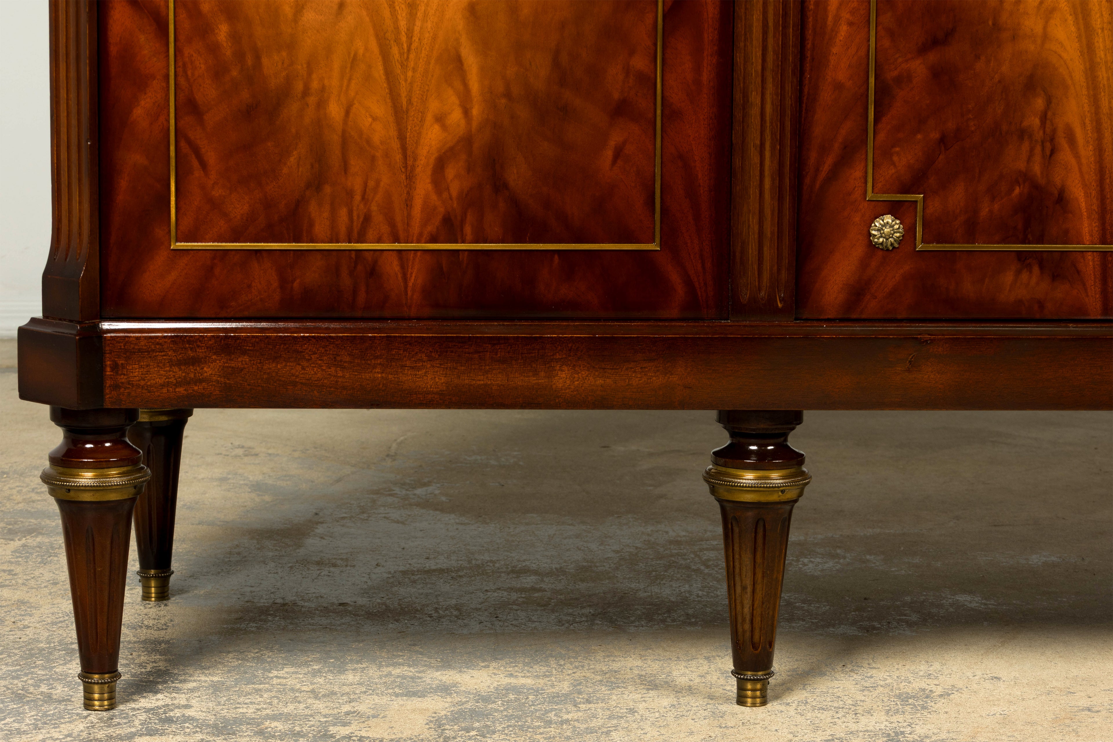 Mid 20th Century French Louis XVI Style Mahogany Sideboard Buffet with Carrara Marble Top