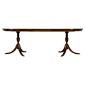 Mid-Century English Georgian Style Mahogany Double Pedestal Extendable Dining Table