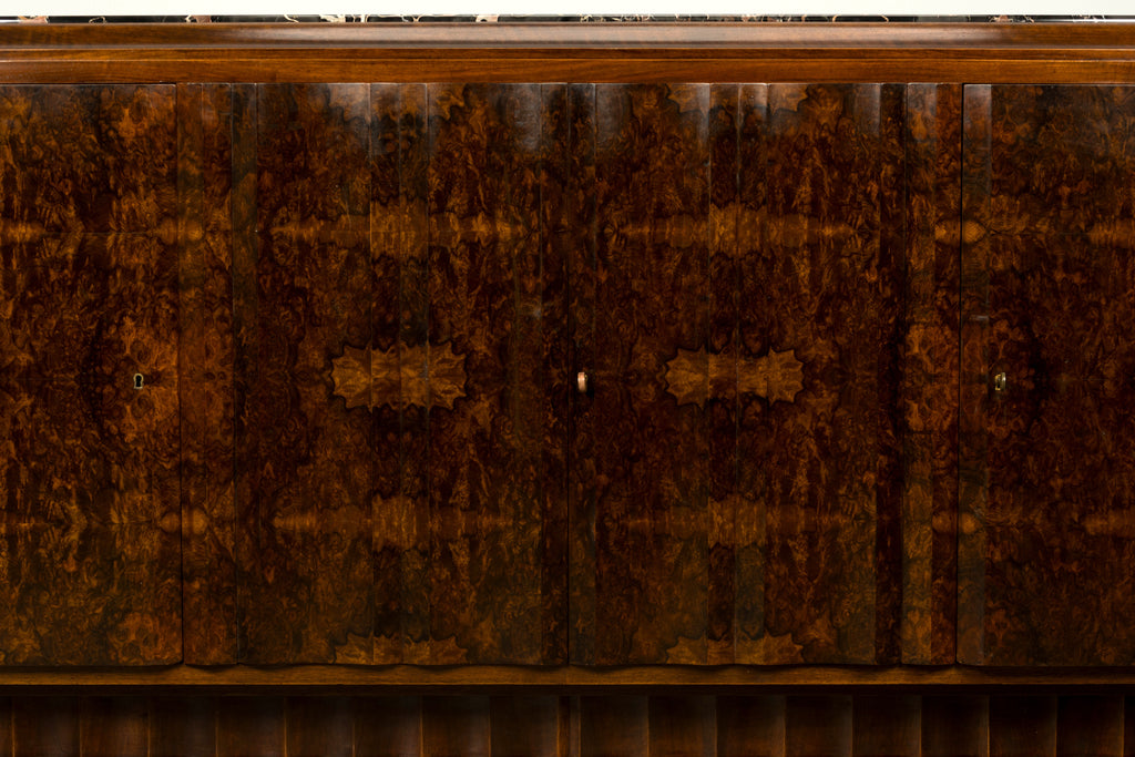 1940s Monumental Sideboard by A. Bicchierini, Burl Wood & Marble, Provence
