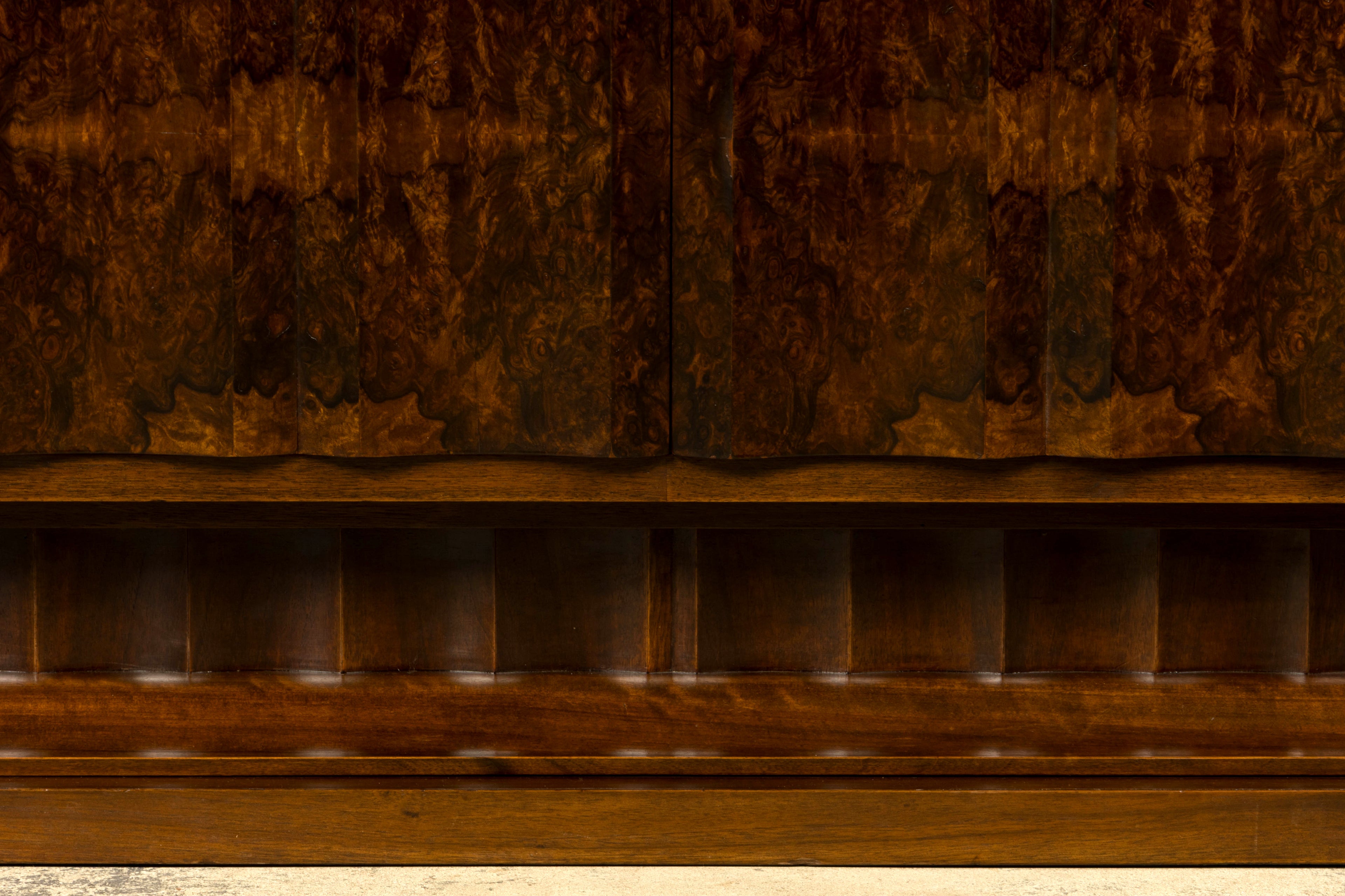 1940s Monumental Sideboard by A. Bicchierini, Burl Wood & Marble, Provence