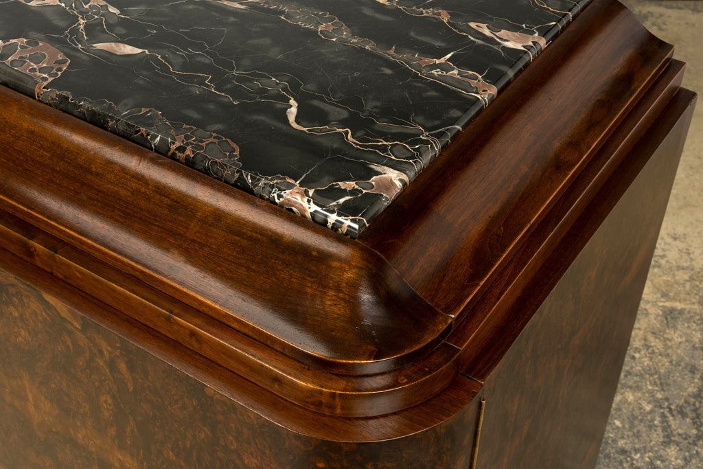 1940s Monumental Sideboard by A. Bicchierini, Burl Wood & Marble, Provence