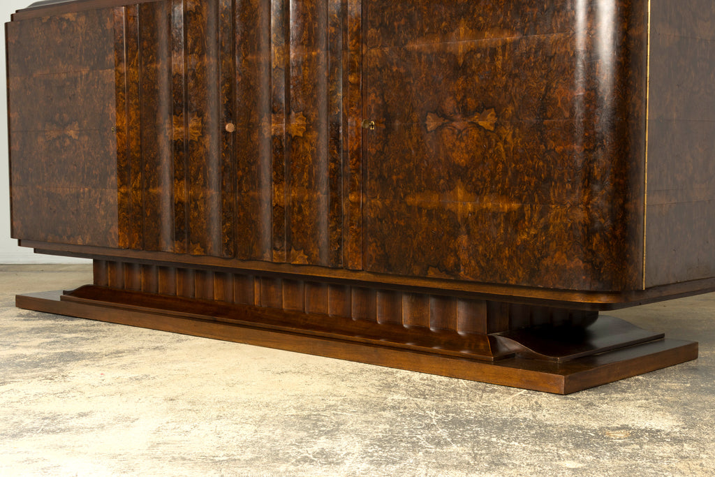 1940s Monumental Sideboard by A. Bicchierini, Burl Wood & Marble, Provence