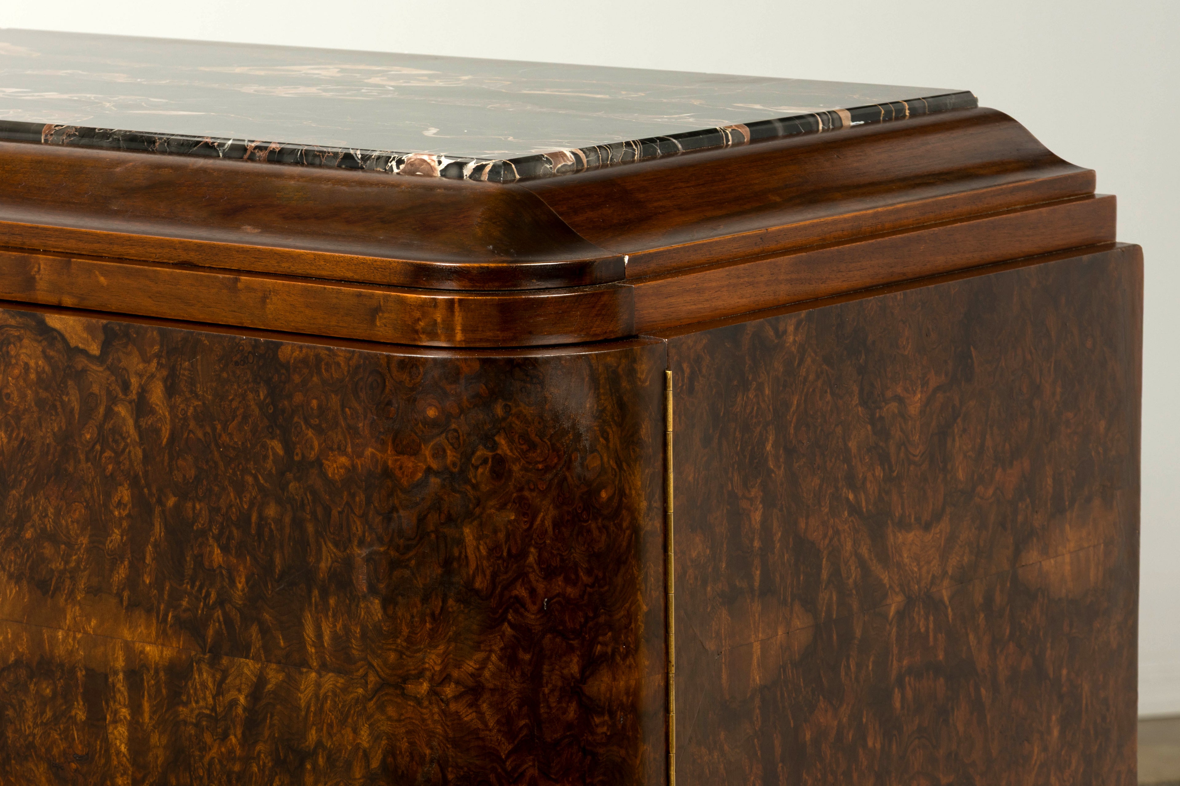 1940s Monumental Sideboard by A. Bicchierini, Burl Wood & Marble, Provence