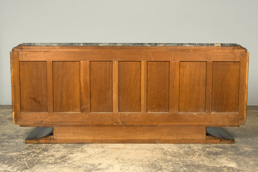 1940s Monumental Sideboard by A. Bicchierini, Burl Wood & Marble, Provence