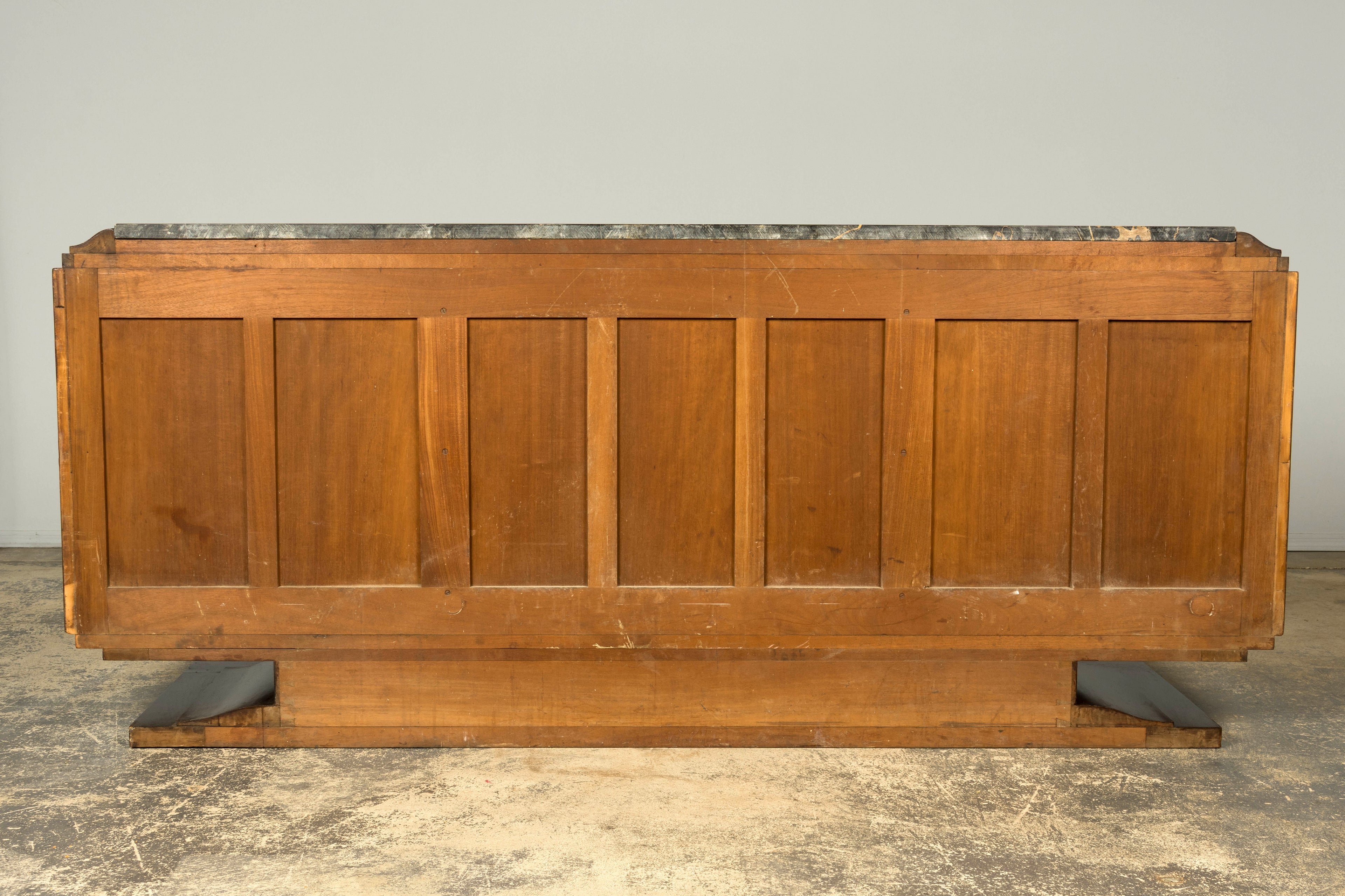 1940s Monumental Sideboard by A. Bicchierini, Burl Wood & Marble, Provence