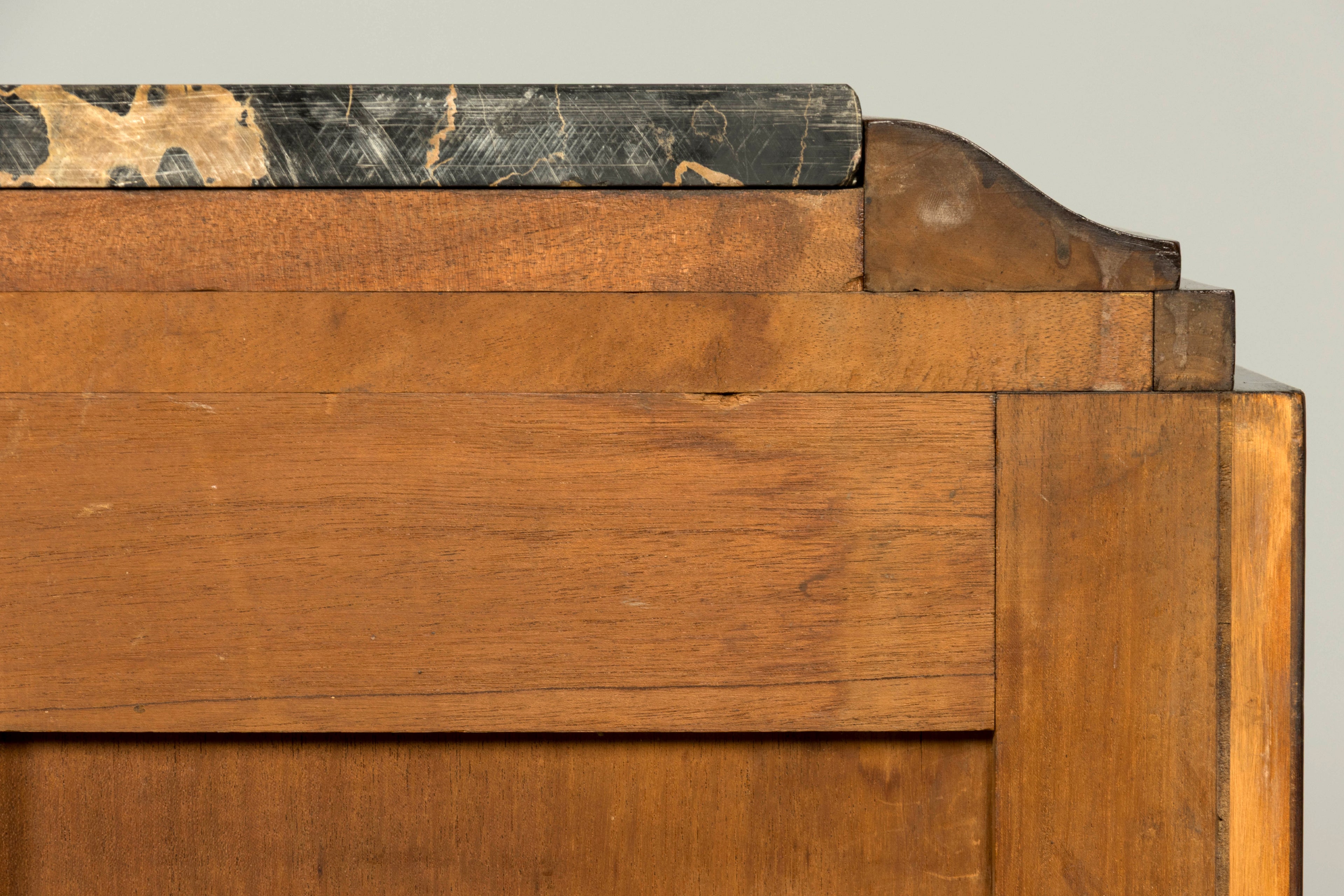1940s Monumental Sideboard by A. Bicchierini, Burl Wood & Marble, Provence