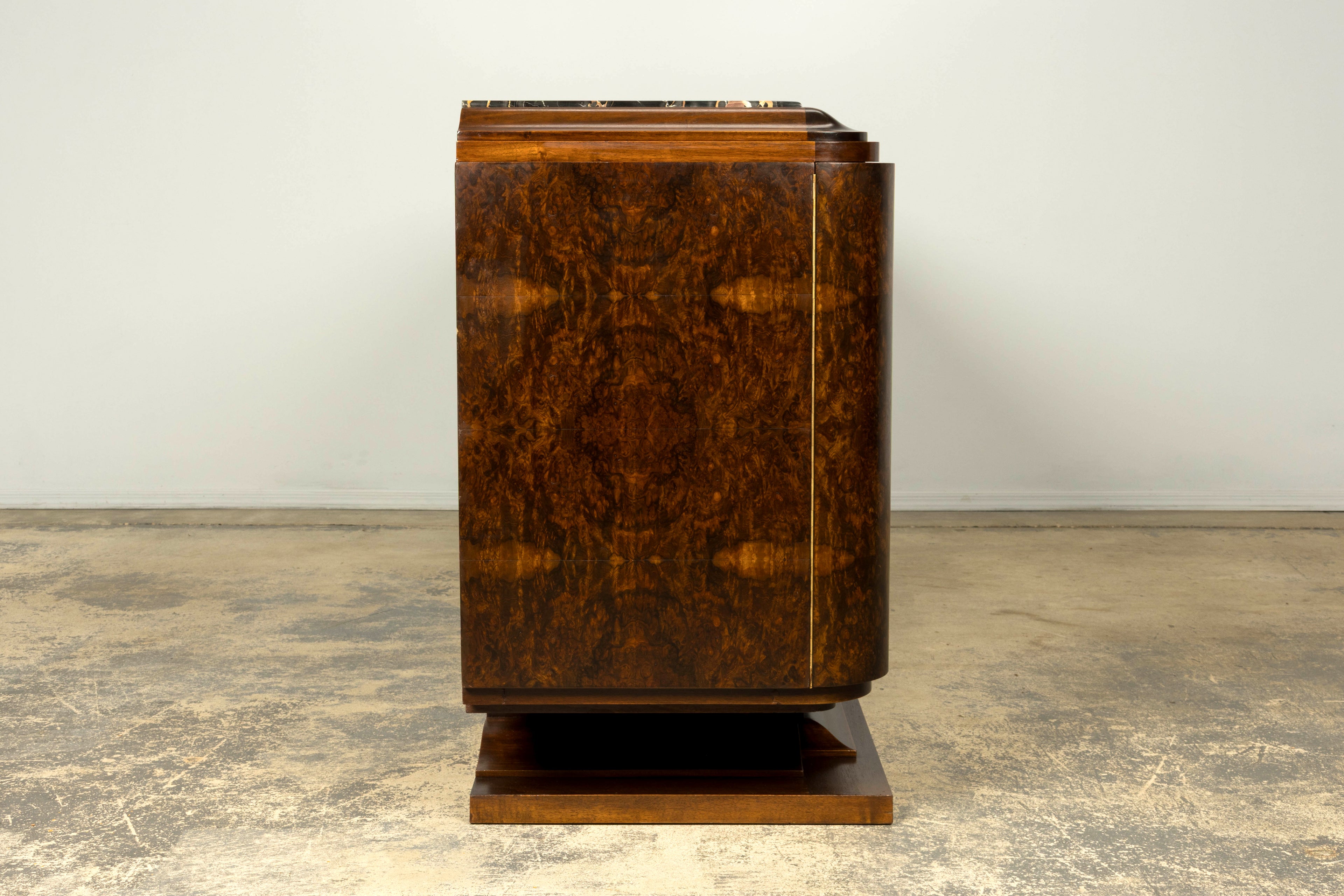 1940s Monumental Sideboard by A. Bicchierini, Burl Wood & Marble, Provence