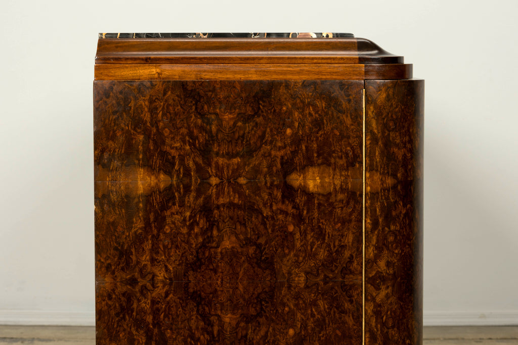 1940s Monumental Sideboard by A. Bicchierini, Burl Wood & Marble, Provence