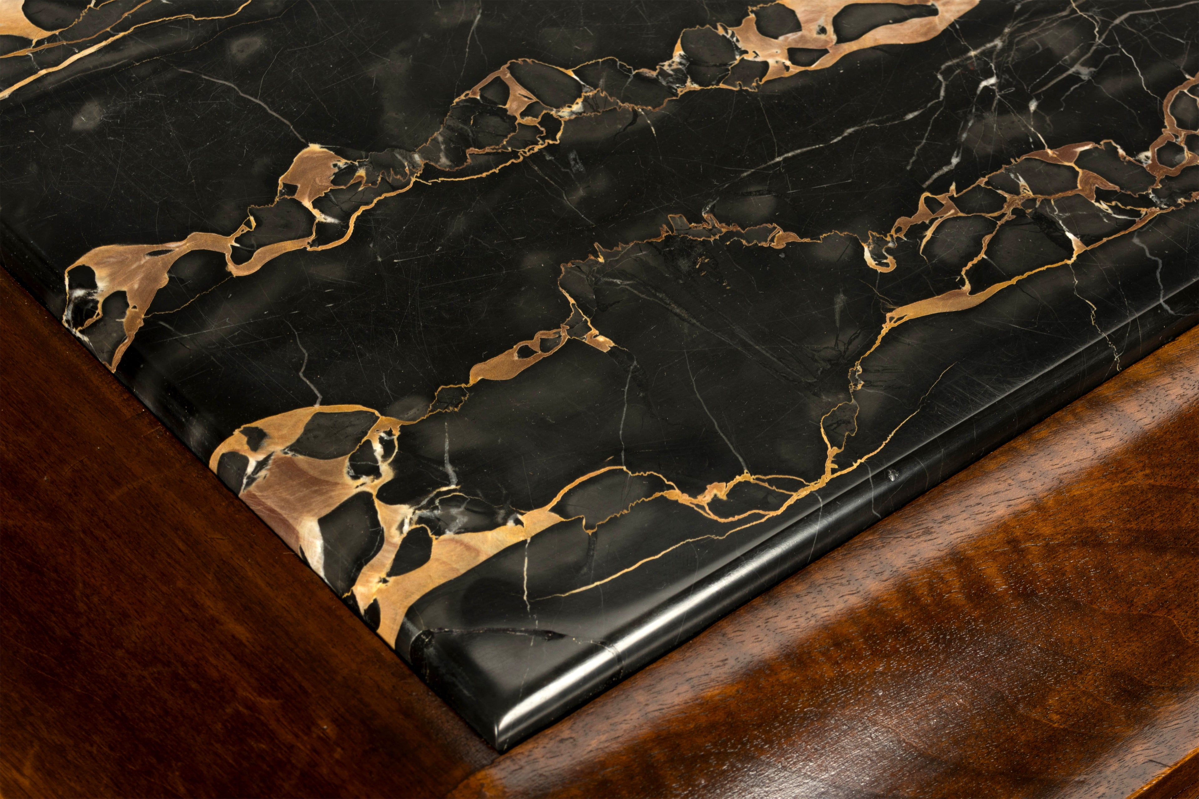 1940s Monumental Sideboard by A. Bicchierini, Burl Wood & Marble, Provence