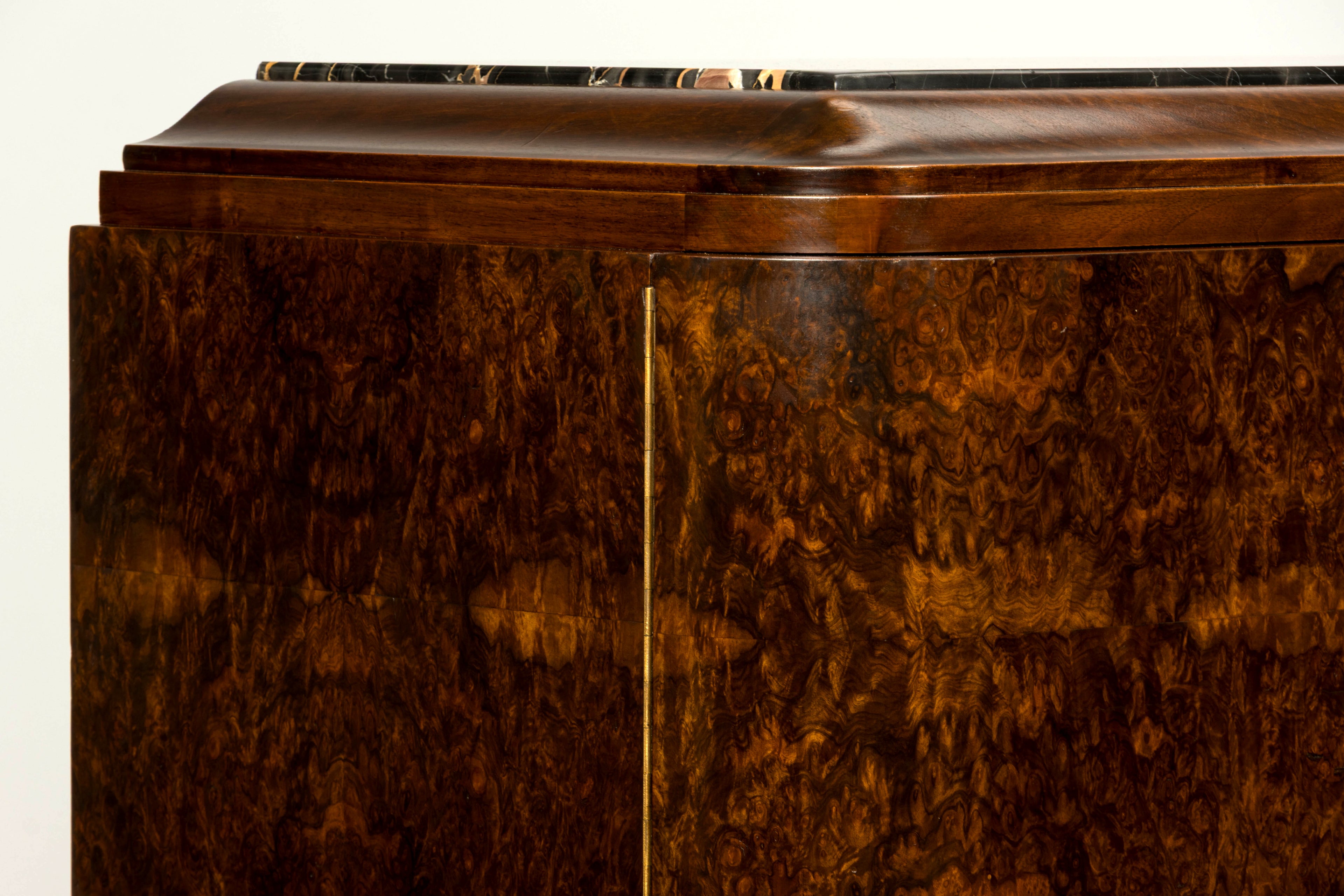 1940s Monumental Sideboard by A. Bicchierini, Burl Wood & Marble, Provence
