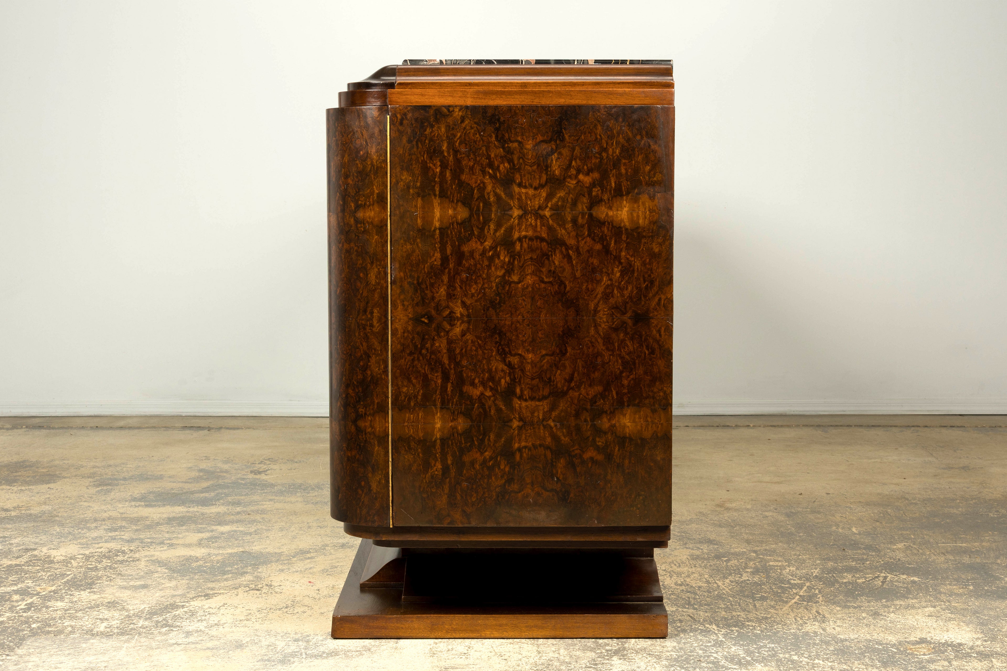 1940s Monumental Sideboard by A. Bicchierini, Burl Wood & Marble, Provence