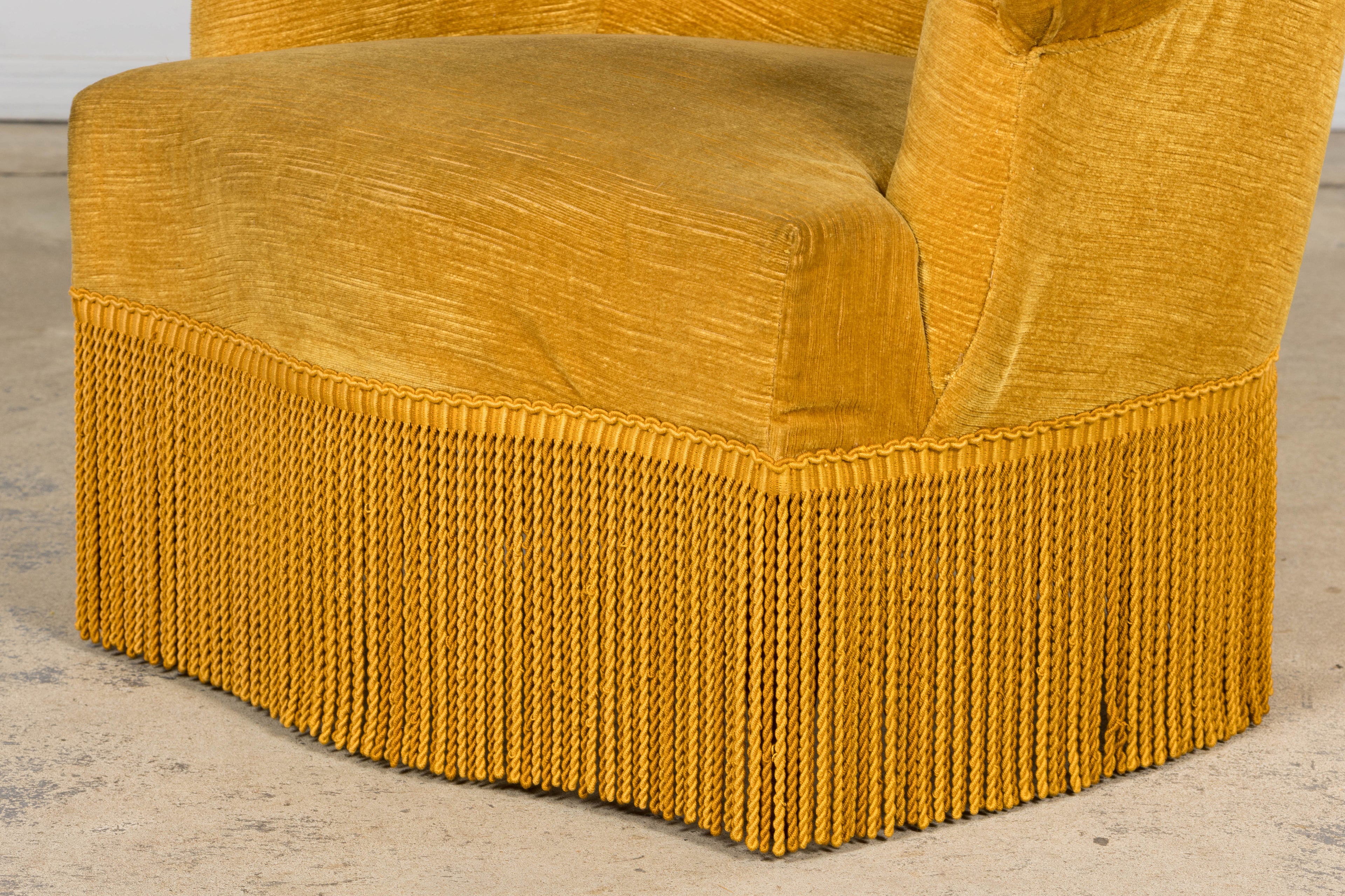 Napoleon III Style Velvet Crapaud Armchair, Provence, 1940