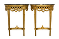 Pair of 18th Century French Louis XVI Giltwood Demilune Console Tables